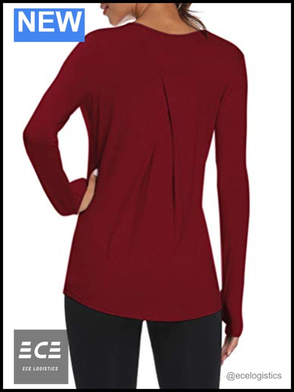 Womens Long Sleeve Workout Athletic Shirt Long Tunic Top Thumb Holes